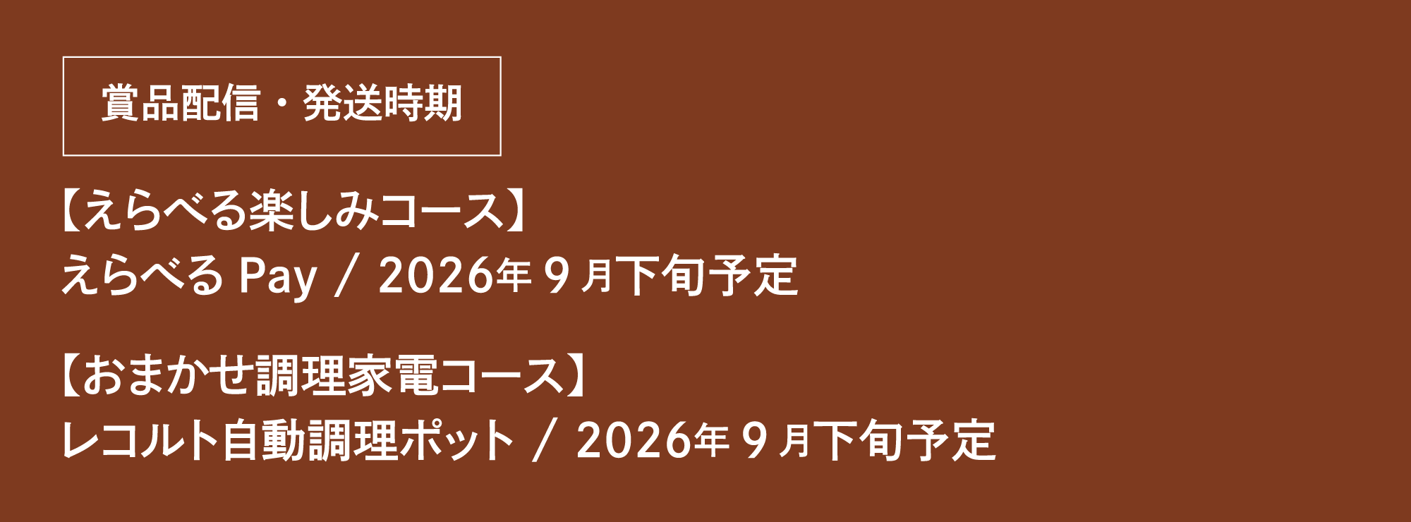 賞品配信・発送時期